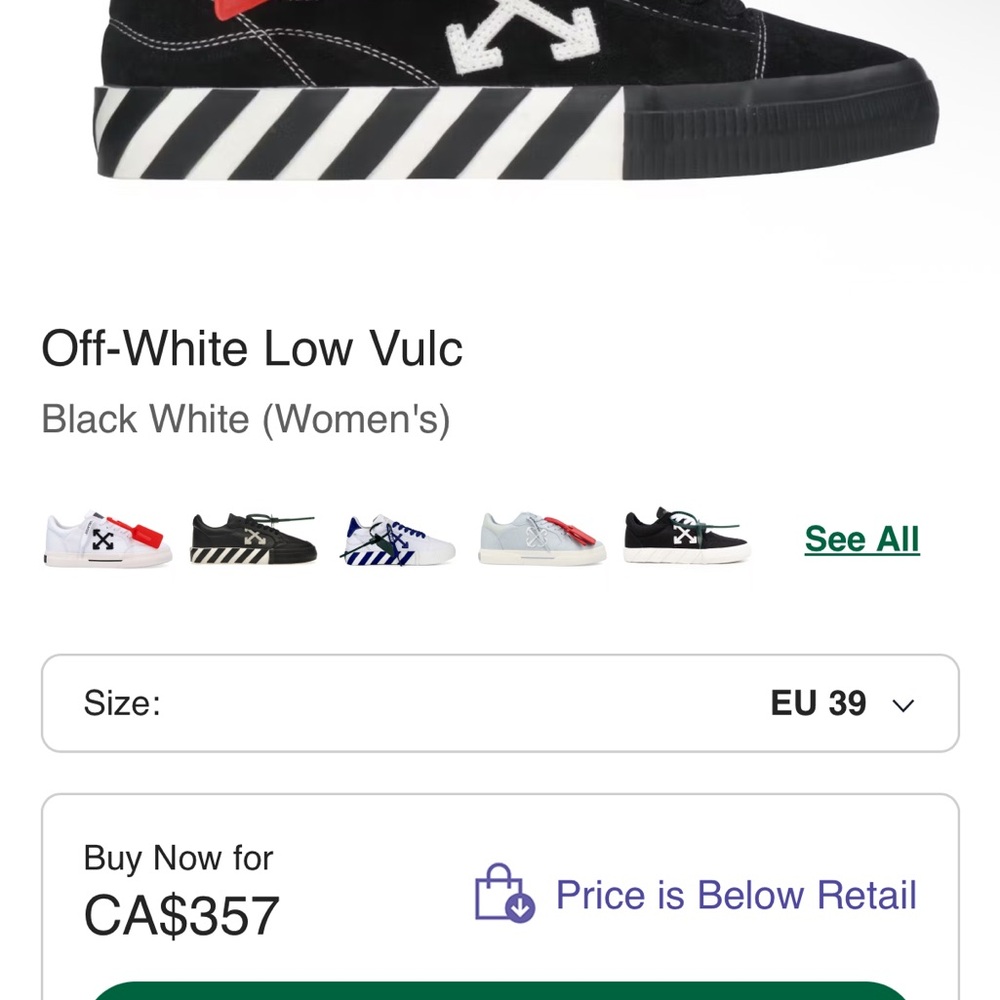 Off-White Low Vulc – Black/White (Women’s, EU 37) - Picture 4 of 4